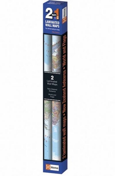 TWIN PACK MAPS WORLD AND NEW ZEALAND. LAMINATED